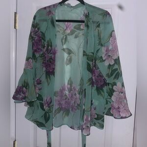 Sweet Pea Green and Purple Floral Blouse